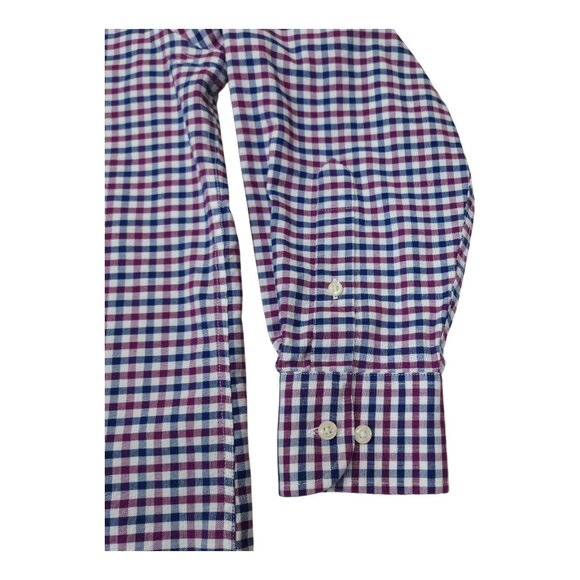 Dockers Battery Street Collection Classic Fit Stretch Shirt L Plaid Purple Navy - Picture 6 of 10